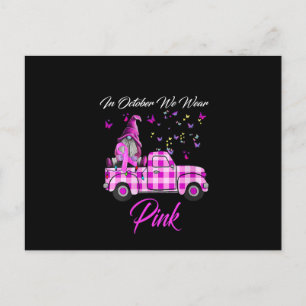 Womens Gnome Truck Breast Cancer Awareness In Octo Announcement Postcard