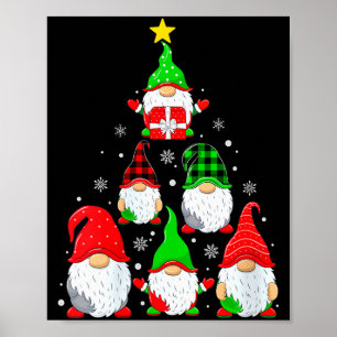 Womens Gnomes Christmas Tree Pajamas Funny Gnome H Poster