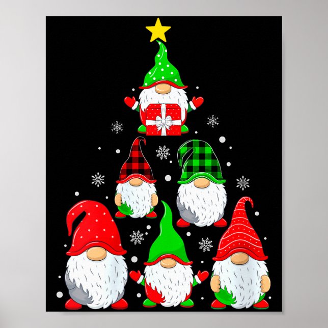 Womens Gnomes Christmas Tree Pajamas Funny Gnome H Poster (Front)