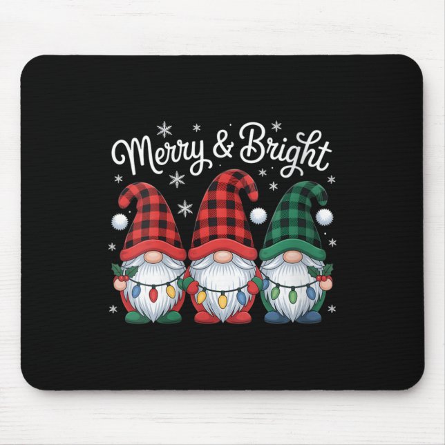 Womens Gnomes Merry And Bright Christmas Lights Bu Mouse Mat (Front)