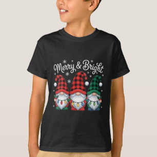 Womens Gnomes Merry And Bright Christmas Lights Bu T-Shirt