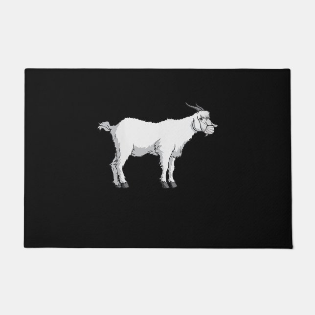 Womens Goat Wearing Medical Face Mask Funny Goat Doormat (Front)