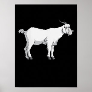 Womens Goat Wearing Medical Face Mask Funny Goat Poster