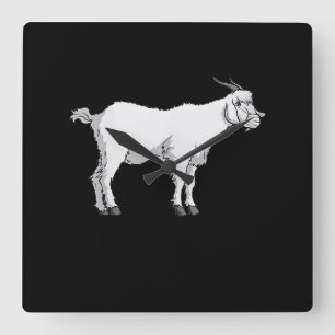 Womens Goat Wearing Medical Face Mask Funny Goat Square Wall Clock