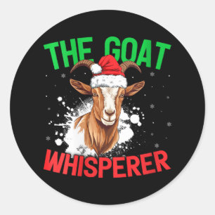 Womens Goat Whisperer Xmas Decoration Santa Hat Go Classic Round Sticker