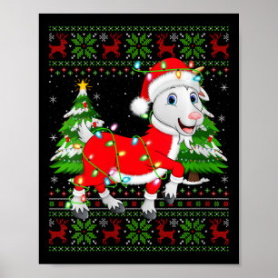 Womens Goat Xmas Sweater Style Ugly Santa Goat Chr Poster