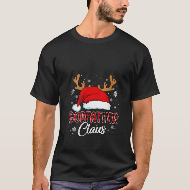 Womens Godfather Claus Santa Christmas Red Plaid M T-Shirt (Front)