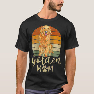 Womens Golden Mum Retro Sunset Golden Retriever Lo T-Shirt