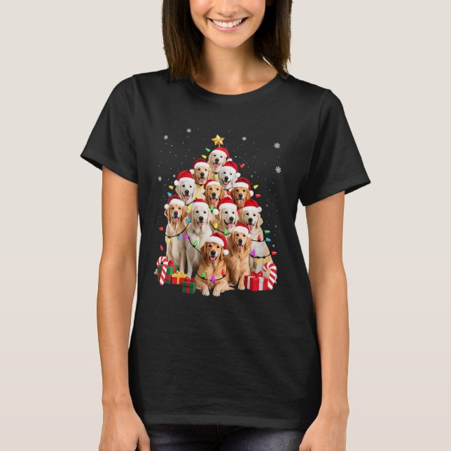 Womens Golden Retriever Christmas Tree Ornament De T-Shirt (Front)
