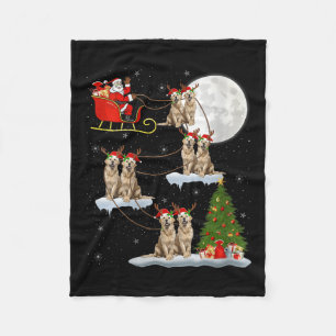 Womens Golden Retriever Dog Santa Sleigh Flying Fu Fleece Blanket