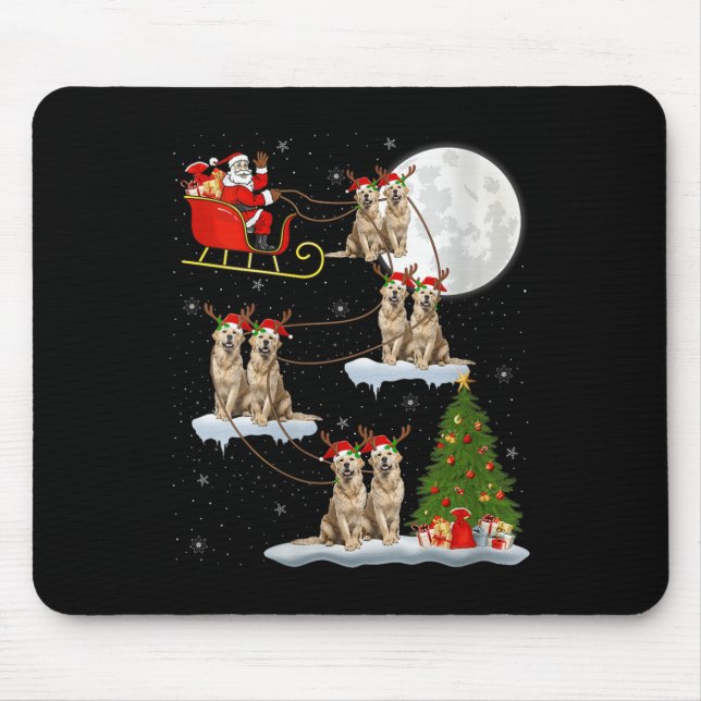 Womens Golden Retriever Dog Santa Sleigh Flying Fu Mouse Mat (Front)