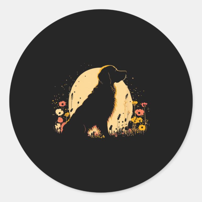Women's Golden Retriever Lover Dog Owner Wildflowe Classic Round Sticker (Front)