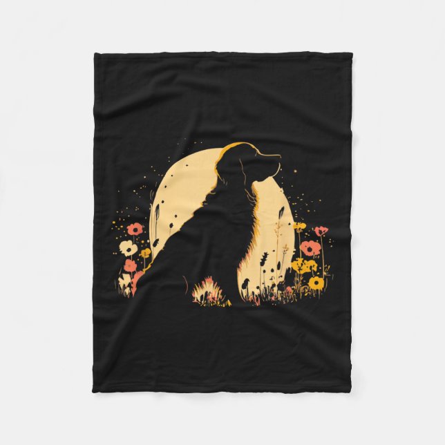 Women's Golden Retriever Lover Dog Owner Wildflowe Fleece Blanket (Front)