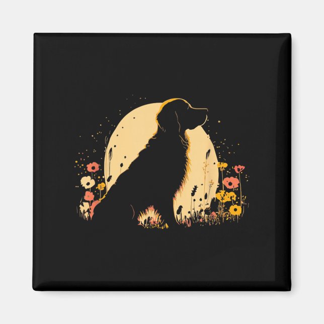 Women's Golden Retriever Lover Dog Owner Wildflowe Magnet (Front)