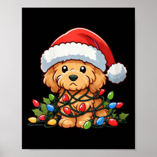 Womens Goldendoodle Christmas Lights Dog Funny Xma Poster