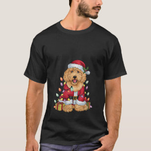 Womens Goldendoodle Xmas Lighting Santa Goldendood T-Shirt