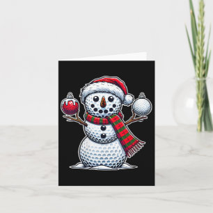 Womens Golf Ball Snowman Funny Merry Christmas Day Card