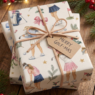 Women's Golf Christmas Wrapping Paper