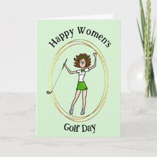 Women's Golf Day Greeting Card Brunette Golfer