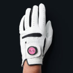 Women's golf gloves with monogram ball marker coin<br><div class="desc">Custom monogram white golf gloves for men and women. Personalised accessories with stylish ball marker coin. Trendy monogrammed golfer gift idea for him or her. Elegant script typography template for name and initial letter. Classy golfing presents for men and women. Change colour from pink to any other colour. Cute ladies...</div>