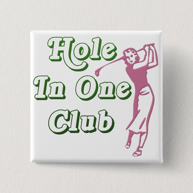 Womens Golf Hole in One Memento 15 Cm Square Badge (Front)