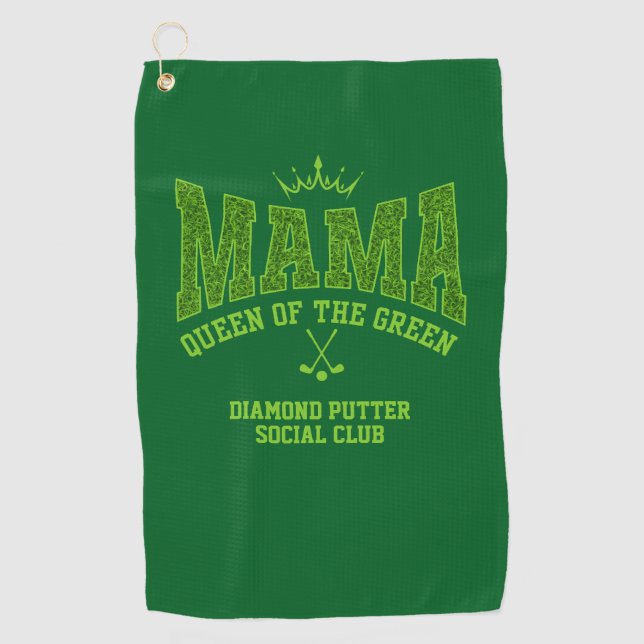 Women's Golf MAMA QUEEN OF THE GREEN Custom Golf Towel (Front)