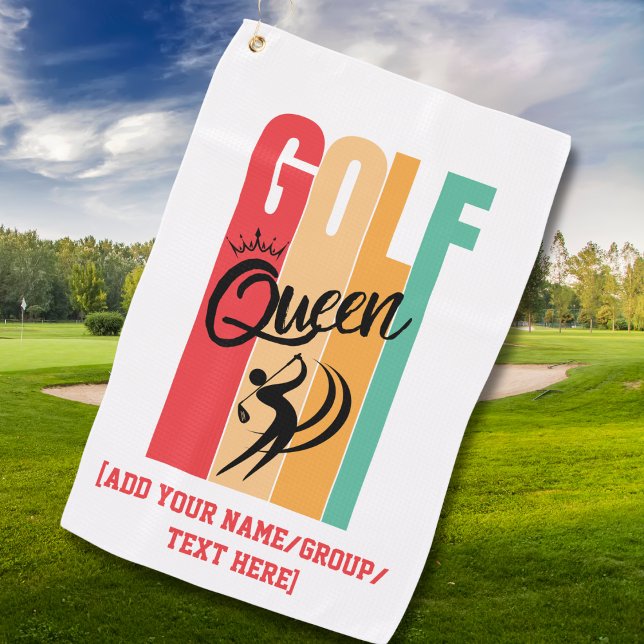 Women's GOLF QUEEN Custom Name Golf Towel (Creator Uploaded)