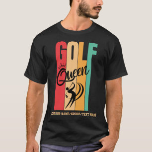 Women's GOLF QUEEN Vintage Colours Custom Name T-Shirt