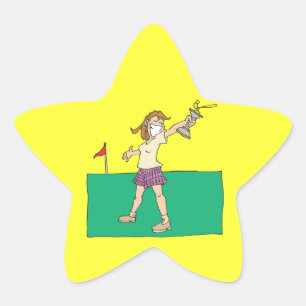 Womens Golf Trophy Star Sticker