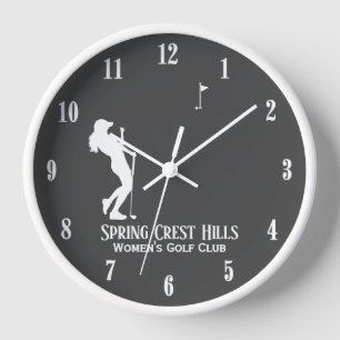 Women's Golf Two Lines Personal Slate Grey Clock