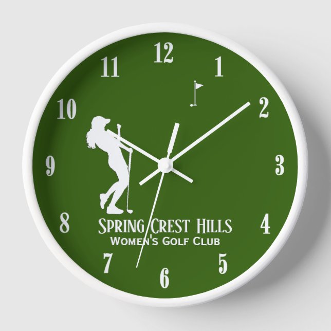 Women's Golf Two Lines Personal Text Clock (Front)