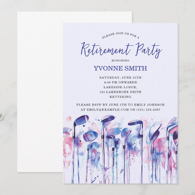 Women's Golfing Retirement Party Invitation (Front/Back)