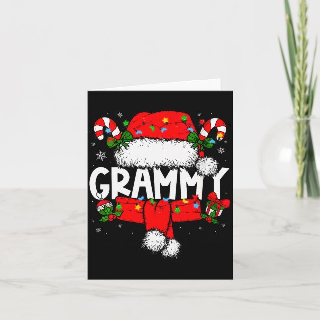 Womens Grammy Christmas Pajama Santa Claus Family  Card (Front)