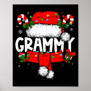 Womens Grammy Christmas Pajama Santa Claus Family  Poster
