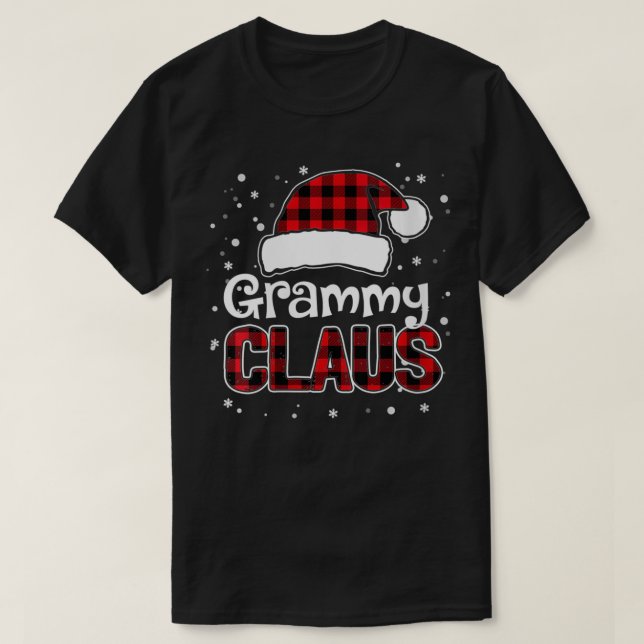 Womens Grammy Claus Christmas Santa Hat Buffalo Ma T-Shirt (Design Front)