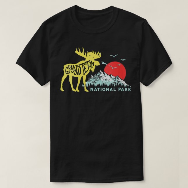 Womens Grand Teton National Park Moose Mountains T T-Shirt (Design Front)