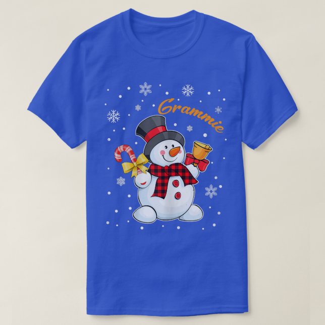 Womens Grandma Grammie Snowman Candy Cane Christma T-Shirt (Design Front)