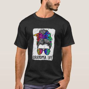 Womens Grandma Life Bleached Mum Life Leopart Mess T-Shirt