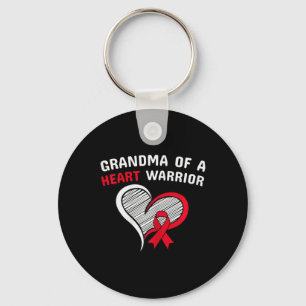 Womens Grandma Of A Heart Warrior Chd Disease Awar Key Ring