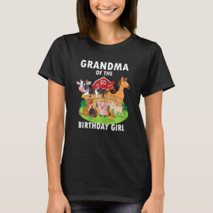 Womens Grandma Of The Birthday Girl Farm Animal Ma T-Shirt