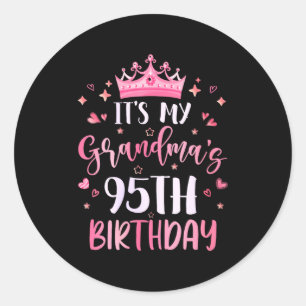 Women's grandma's 95th birthday pink happy 95 classic round sticker
