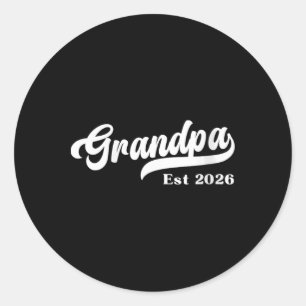 Womens Grandpa Est 2026 New Grandfather Design V-n Classic Round Sticker