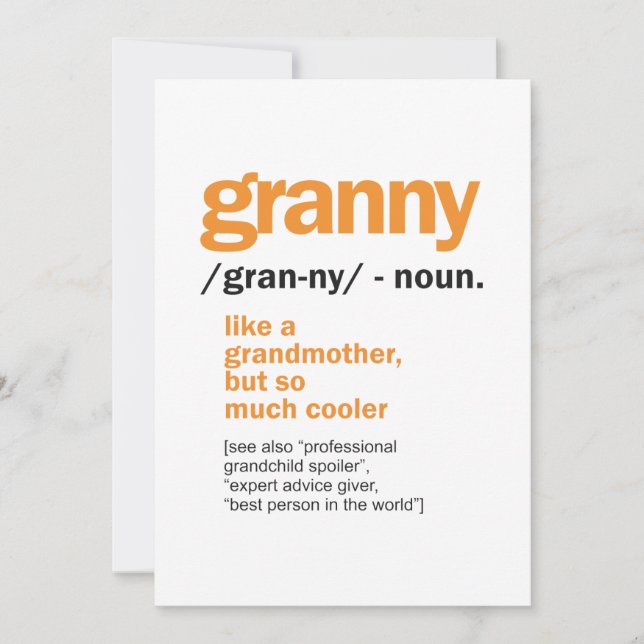 Womens Granny Definition Grandma Gift Thank You Card (Front)