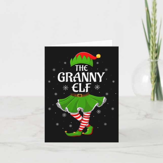 Womens Granny Elf Christmas Family Girls Women Elf Card (Front)