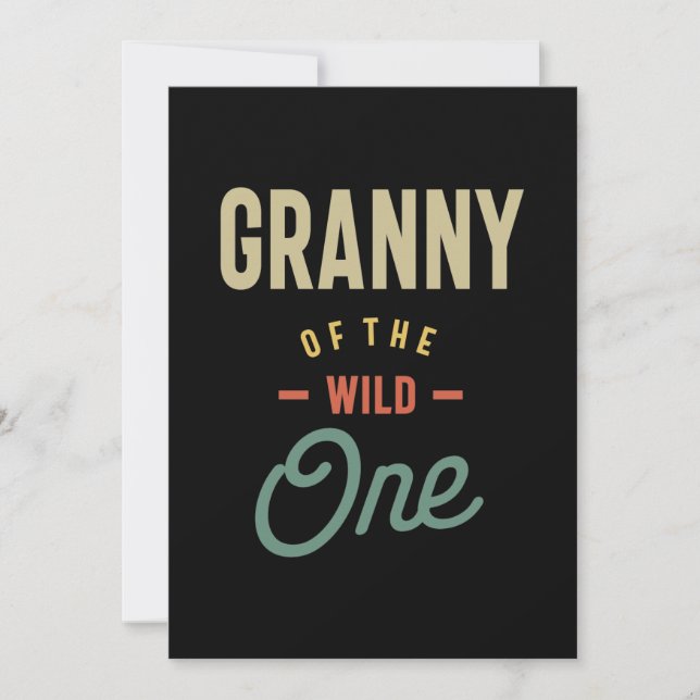 Womens Granny Of The Wild One Grandma Gift Thank You Card (Front)