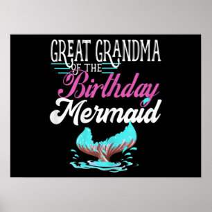 Womens Great Grandma Of The Birthday Mermaid Poster