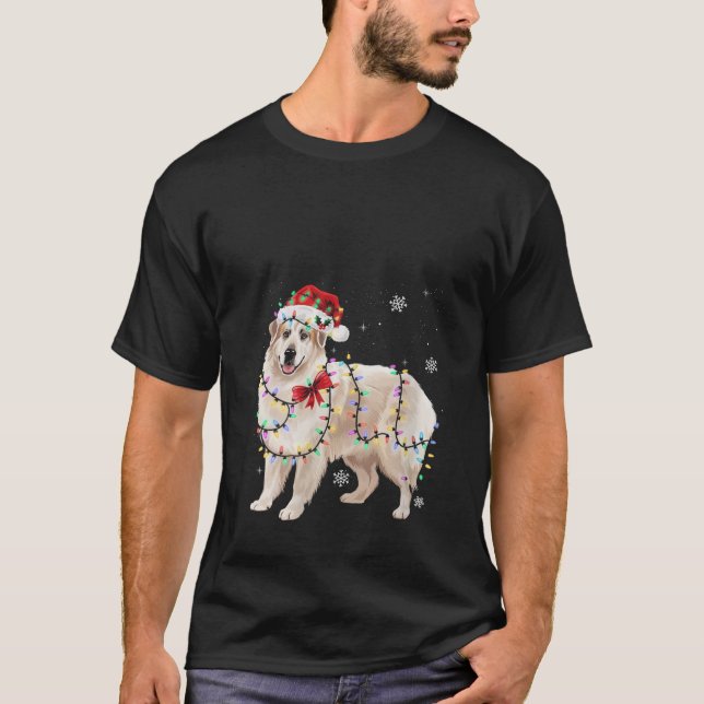 Womens Great Pyrenees Dog Christmas Light V Neck  T-Shirt (Front)
