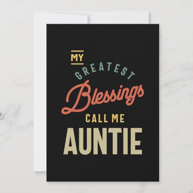 Womens Greatest Blessings Call Me Auntie Gift Thank You Card (Front)