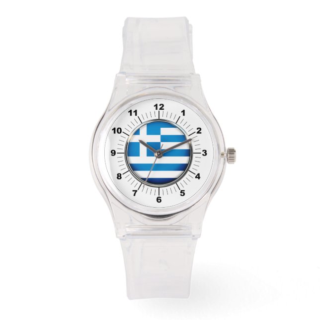 Women's Greece Flag Sporty Pink Silicon Watch (Front)