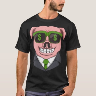 Womens Greedy Pig Capitalist Entrepreneur VNeck  T-Shirt